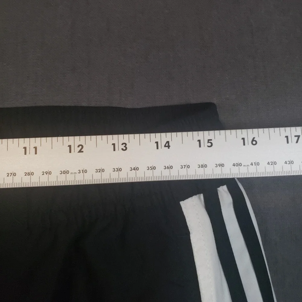 Adidas Athletic Shorts Mens Medium Black White 3-Stripe Drawstring Logo